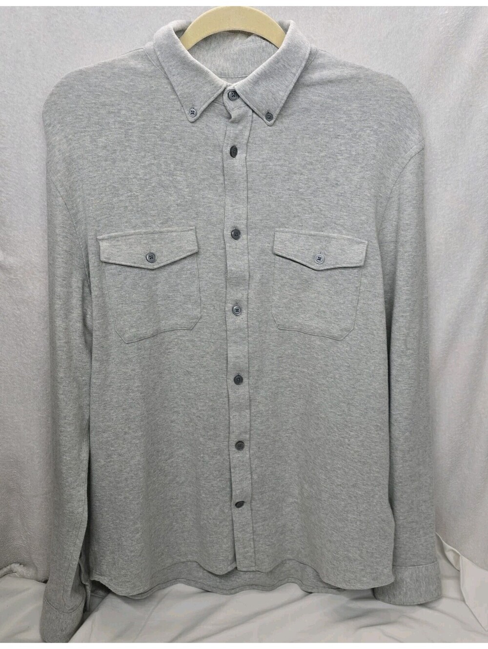 Express Men's Medium Button Down Long Sleeve Gray Flannel Normcore Gorpcore Lite